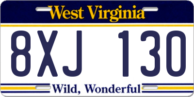 WV license plate 8XJ130