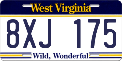 WV license plate 8XJ175