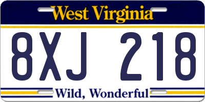 WV license plate 8XJ218