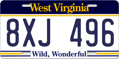WV license plate 8XJ496