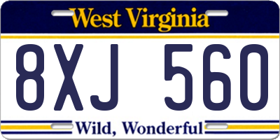 WV license plate 8XJ560