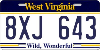 WV license plate 8XJ643
