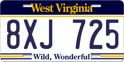 WV license plate 8XJ725
