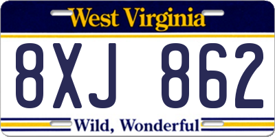 WV license plate 8XJ862