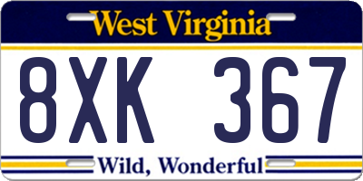 WV license plate 8XK367
