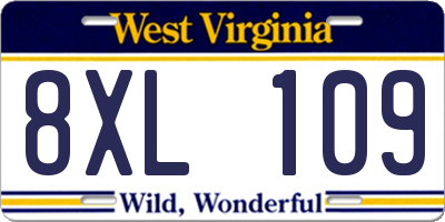 WV license plate 8XL109