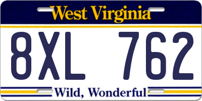 WV license plate 8XL762