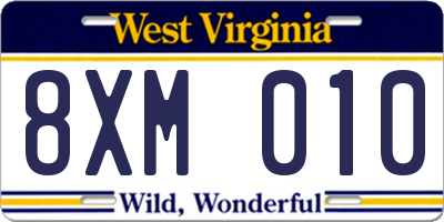 WV license plate 8XM010