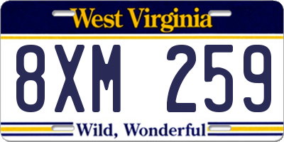 WV license plate 8XM259