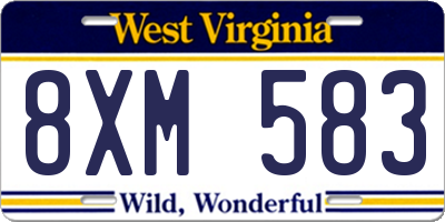WV license plate 8XM583