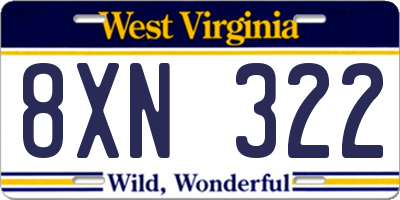 WV license plate 8XN322