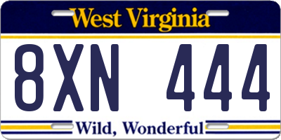 WV license plate 8XN444