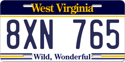 WV license plate 8XN765