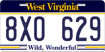WV license plate 8XO629