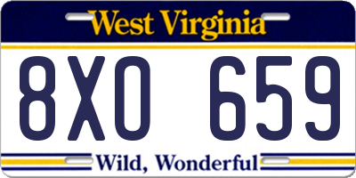 WV license plate 8XO659
