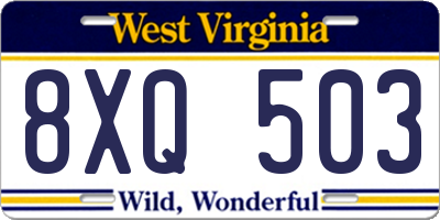 WV license plate 8XQ503