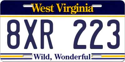 WV license plate 8XR223