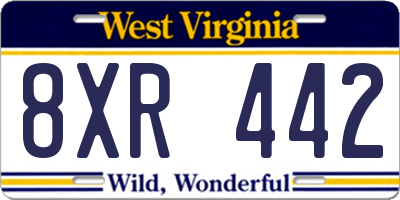 WV license plate 8XR442