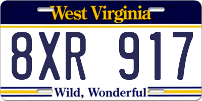 WV license plate 8XR917