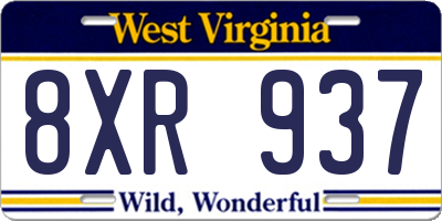 WV license plate 8XR937