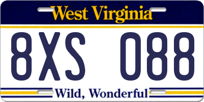 WV license plate 8XS088