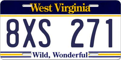 WV license plate 8XS271