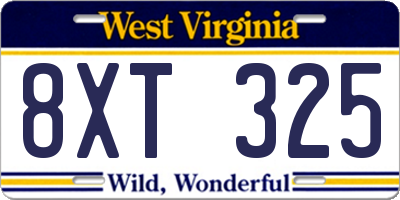 WV license plate 8XT325