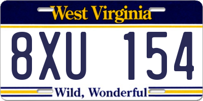 WV license plate 8XU154