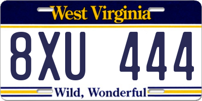 WV license plate 8XU444