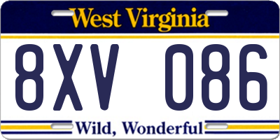 WV license plate 8XV086
