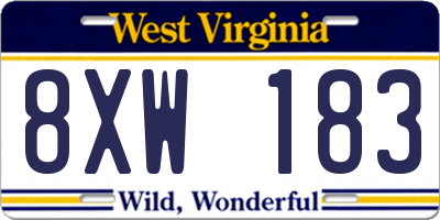 WV license plate 8XW183
