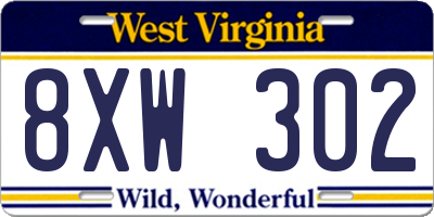WV license plate 8XW302