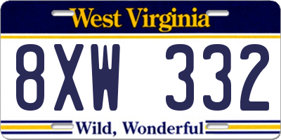 WV license plate 8XW332