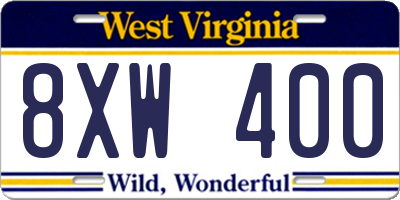 WV license plate 8XW400