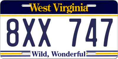 WV license plate 8XX747