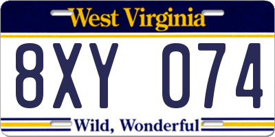 WV license plate 8XY074