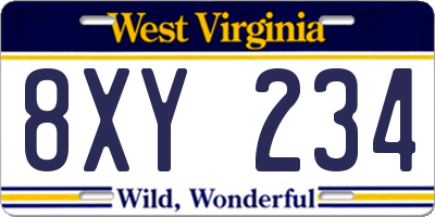 WV license plate 8XY234