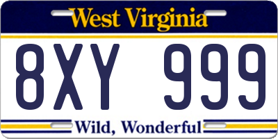 WV license plate 8XY999