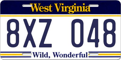 WV license plate 8XZ048