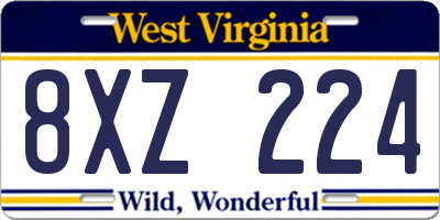 WV license plate 8XZ224