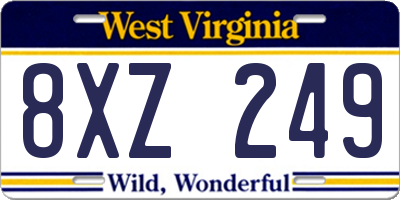 WV license plate 8XZ249