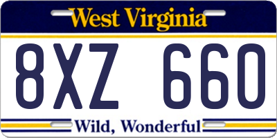 WV license plate 8XZ660