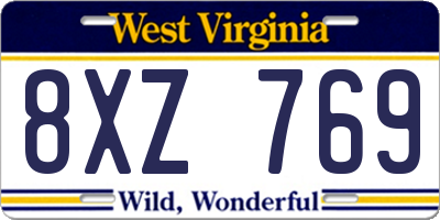 WV license plate 8XZ769