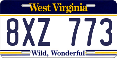 WV license plate 8XZ773