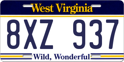 WV license plate 8XZ937