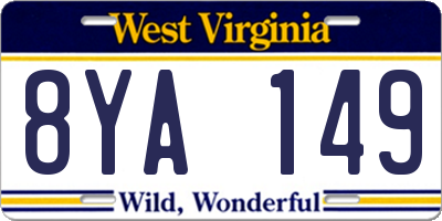 WV license plate 8YA149