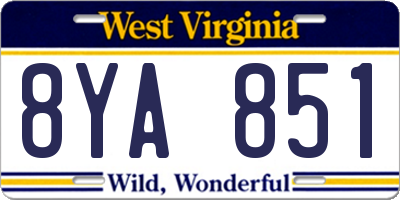 WV license plate 8YA851