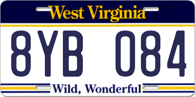 WV license plate 8YB084