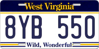 WV license plate 8YB550