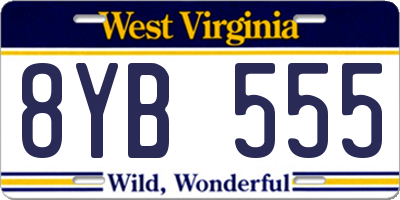 WV license plate 8YB555
